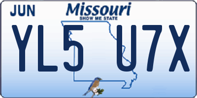 MO license plate YL5U7X