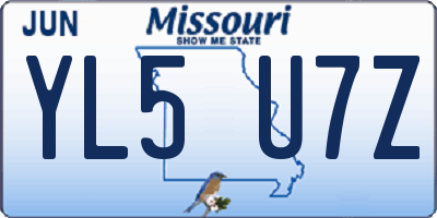 MO license plate YL5U7Z