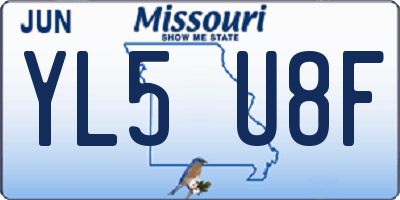 MO license plate YL5U8F