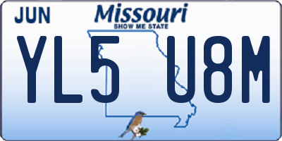 MO license plate YL5U8M