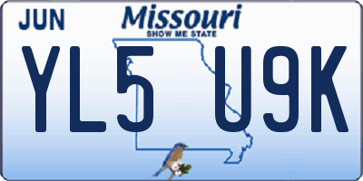 MO license plate YL5U9K
