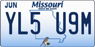 MO license plate YL5U9M