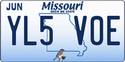 MO license plate YL5V0E