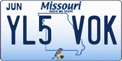 MO license plate YL5V0K