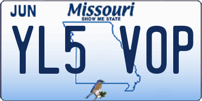 MO license plate YL5V0P