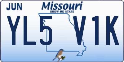 MO license plate YL5V1K