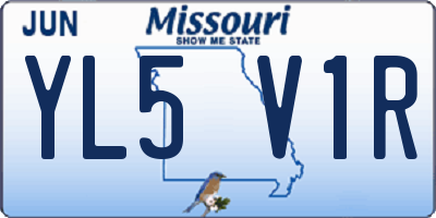 MO license plate YL5V1R