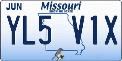 MO license plate YL5V1X
