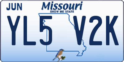 MO license plate YL5V2K