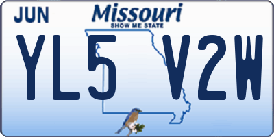 MO license plate YL5V2W