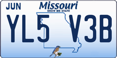 MO license plate YL5V3B