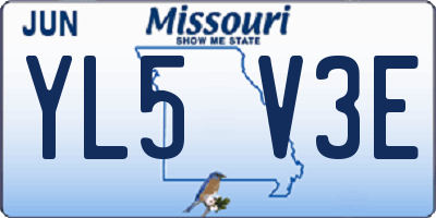 MO license plate YL5V3E