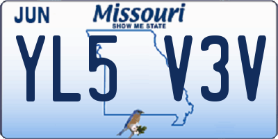 MO license plate YL5V3V