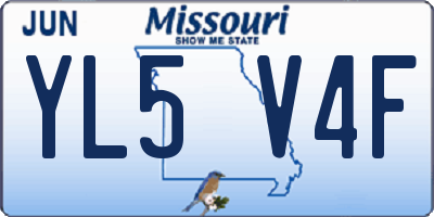 MO license plate YL5V4F