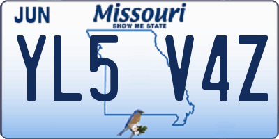 MO license plate YL5V4Z