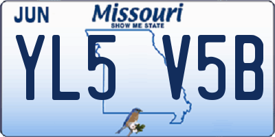 MO license plate YL5V5B