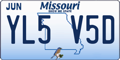 MO license plate YL5V5D