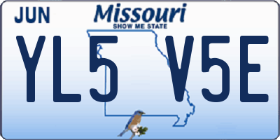 MO license plate YL5V5E