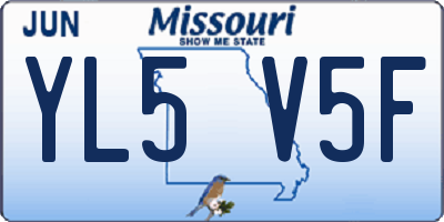 MO license plate YL5V5F