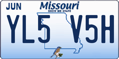 MO license plate YL5V5H