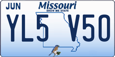 MO license plate YL5V5O