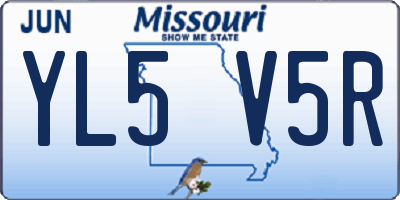 MO license plate YL5V5R