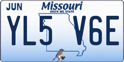 MO license plate YL5V6E
