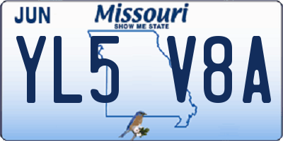 MO license plate YL5V8A