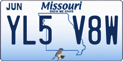 MO license plate YL5V8W