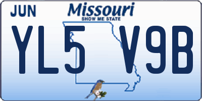 MO license plate YL5V9B