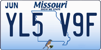MO license plate YL5V9F