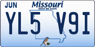 MO license plate YL5V9I