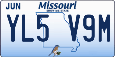 MO license plate YL5V9M