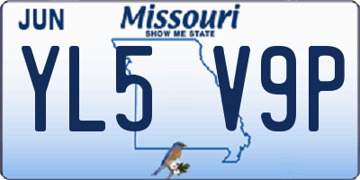 MO license plate YL5V9P