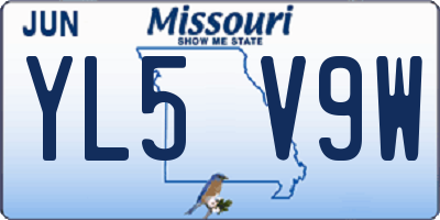 MO license plate YL5V9W