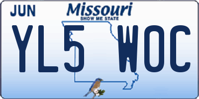 MO license plate YL5W0C