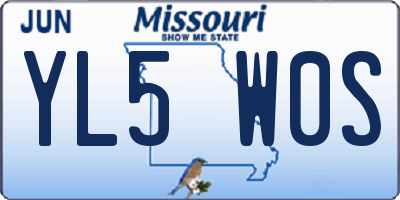 MO license plate YL5W0S