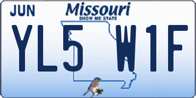 MO license plate YL5W1F