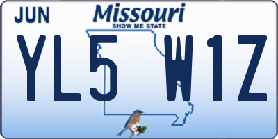 MO license plate YL5W1Z