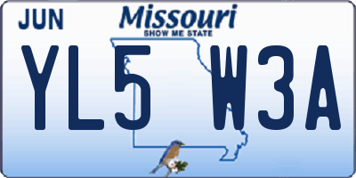 MO license plate YL5W3A