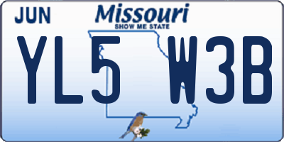 MO license plate YL5W3B