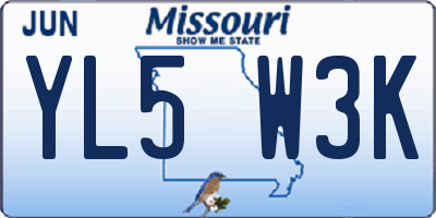 MO license plate YL5W3K