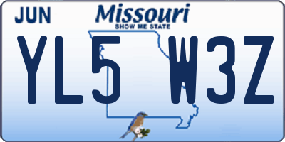 MO license plate YL5W3Z