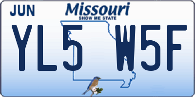 MO license plate YL5W5F
