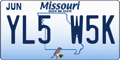 MO license plate YL5W5K