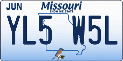 MO license plate YL5W5L