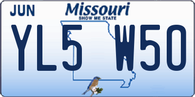 MO license plate YL5W5O