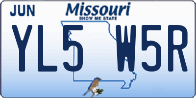 MO license plate YL5W5R