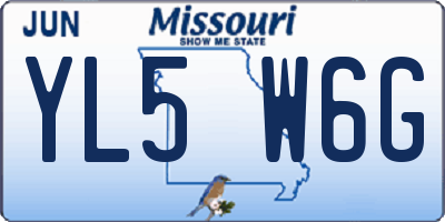 MO license plate YL5W6G