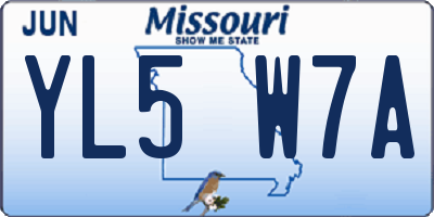 MO license plate YL5W7A